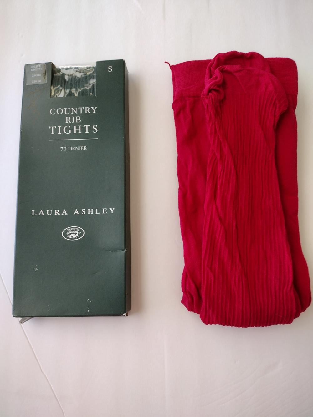 Laura Ashley Ribbed Tights — Deep Red